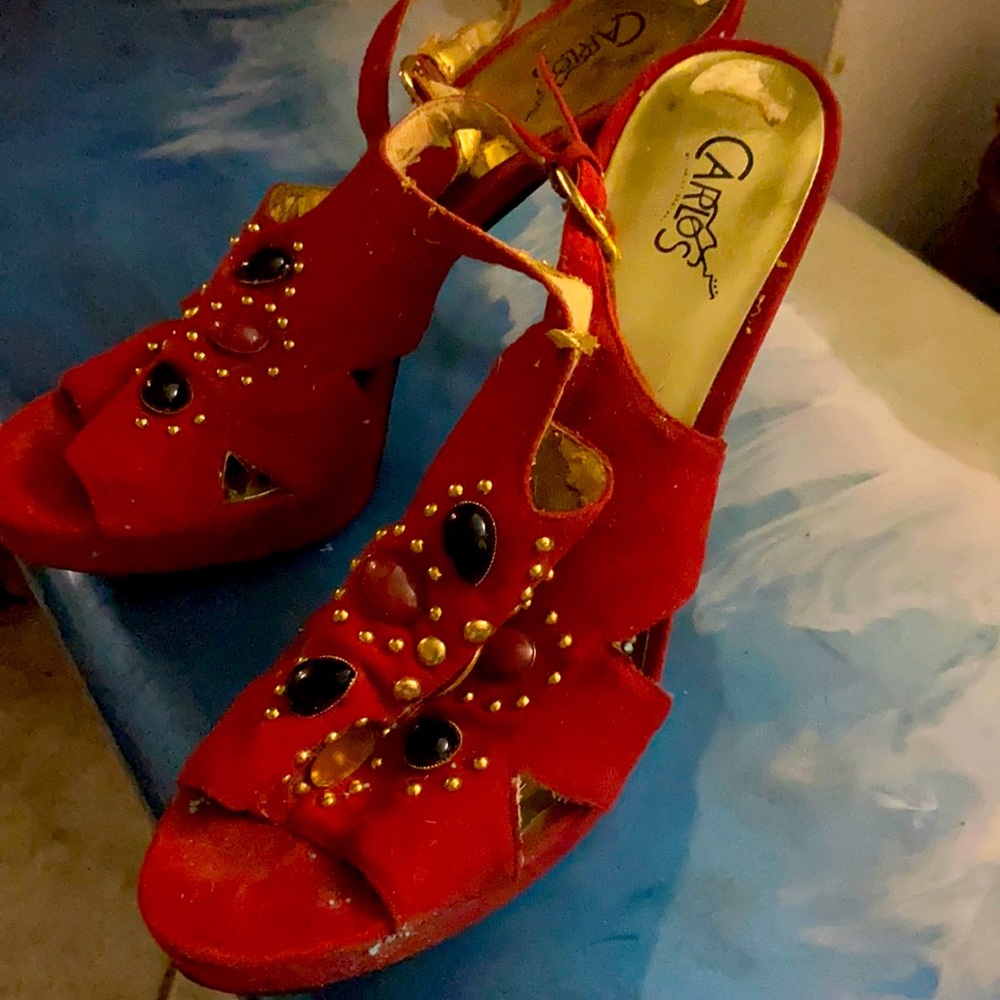 Carols red suede stones heels size 8